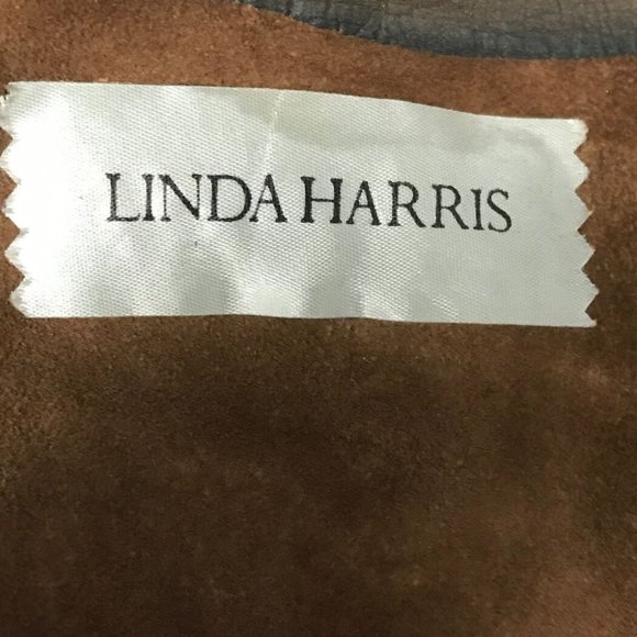 Vintage~Linda Harris~Unisex Multicolor Brown Native Inspired Leather Vest - Picture 3 of 3